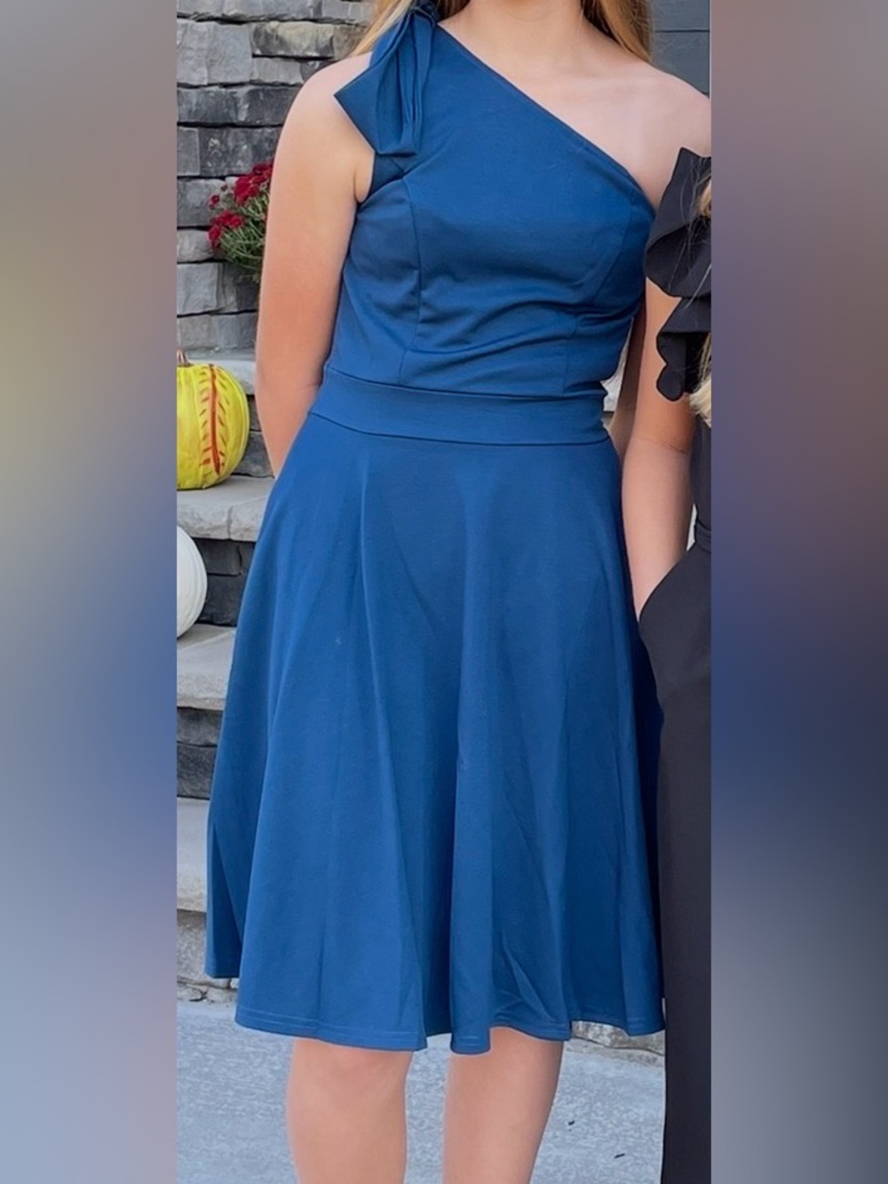 Jasambac Dark Teal One-Shoulder Midi Dress Size S EUC